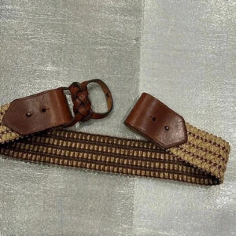 Woven Stretch Waist Belt with Brown Leather Accents - Women - Picture 6 of 6